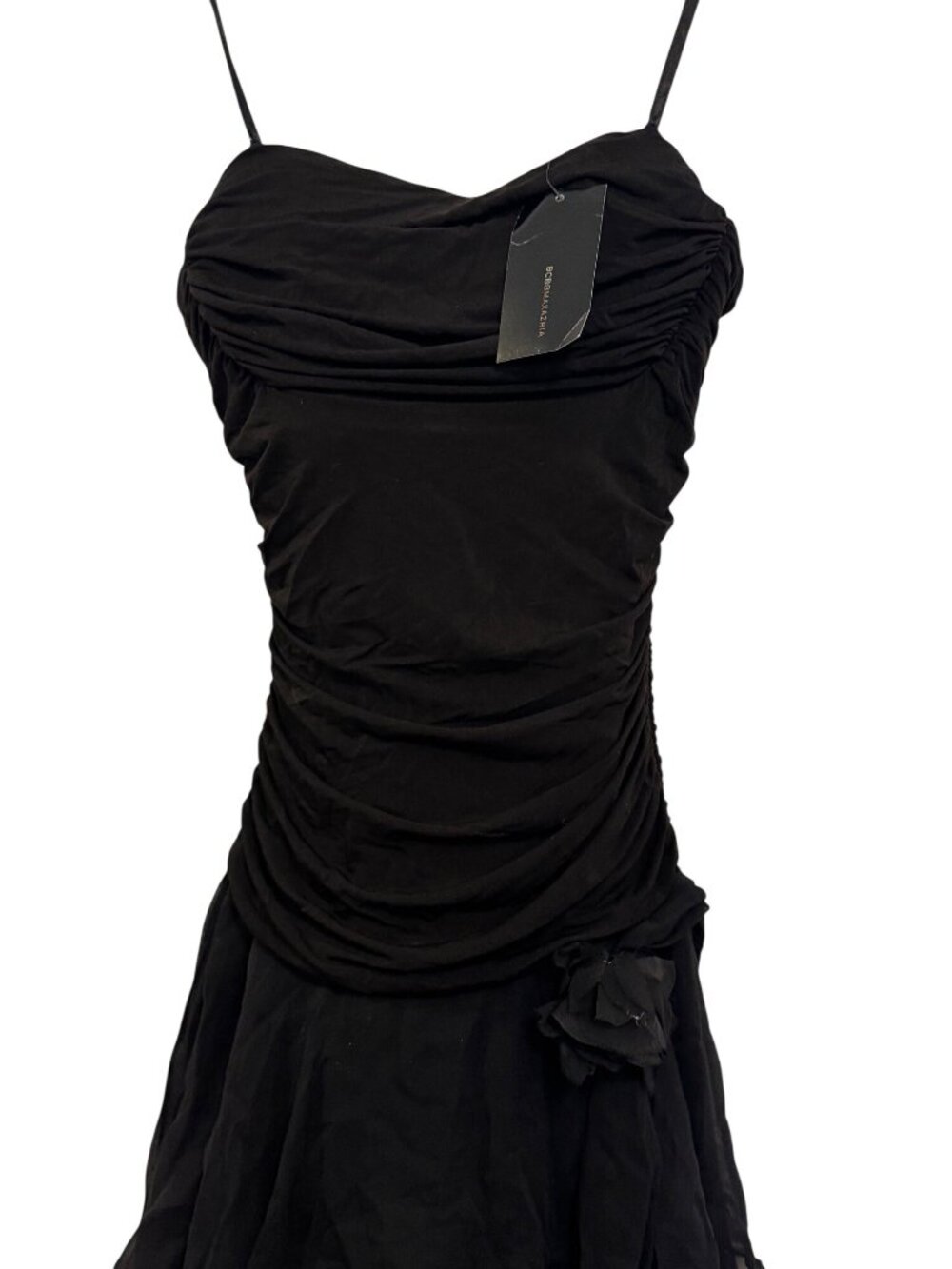 BCBG Max Azria Black Layered Asymmetrical Hem Dress XS NWT - Picture 3 of 8